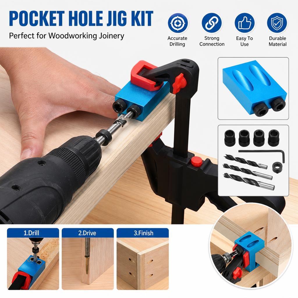 Pocket Hole Jig - 14개 DIY 포켓홀 지그 키트 850