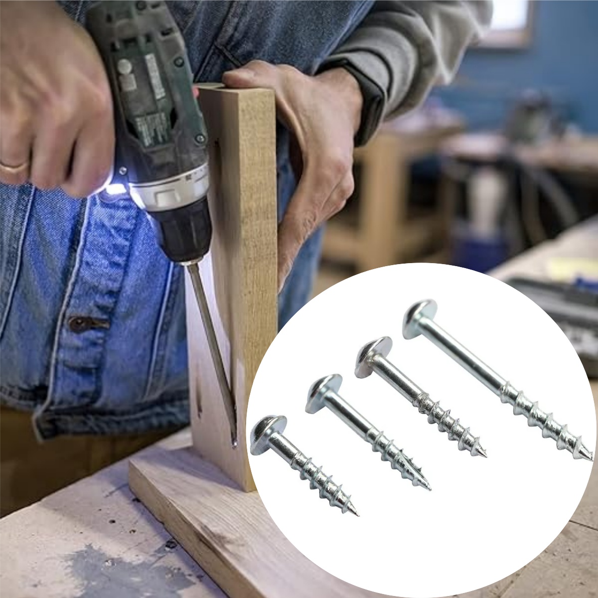 Pocket Hole Jig - 100개 아연 도금 필립스 포켓 홀