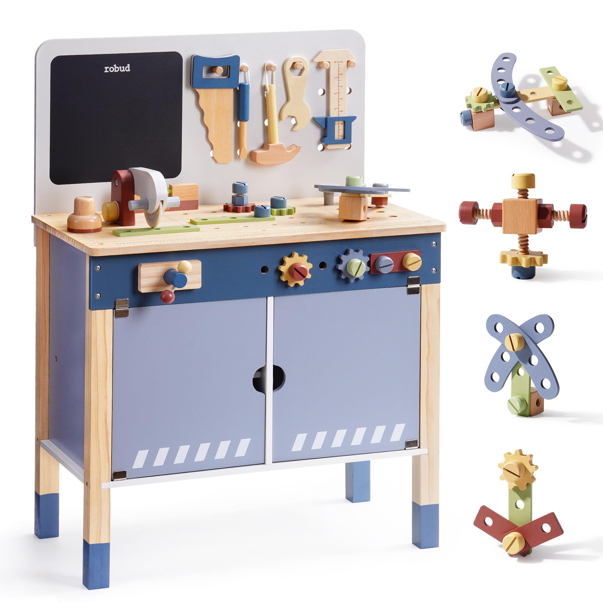 ROBUD 나무 장난감 작업대 역할놀이 창의적 조립 세 - Tools Workshop Kids 리뷰 및 가격